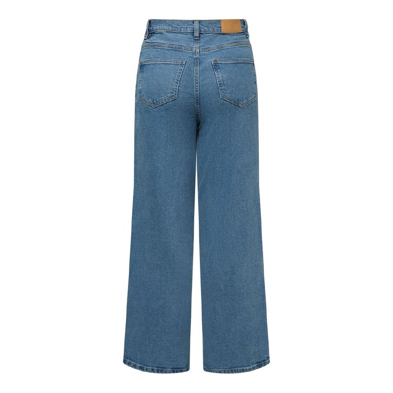 H&H Women's High Rise Wide Leg Jeans, Denim Mid, hi-res