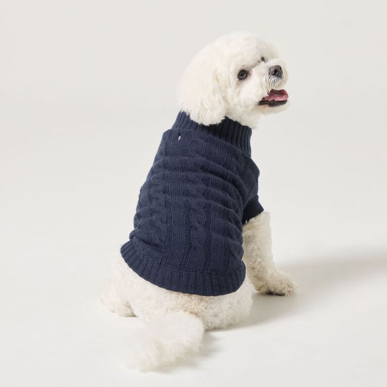 Petzone Cable Knit Jumper Navy Small, , hi-res