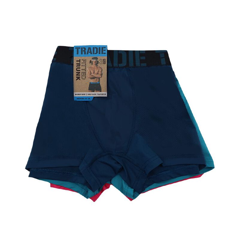 Tradie Men's Trunks 3 Pack, Multi-Coloured, hi-res