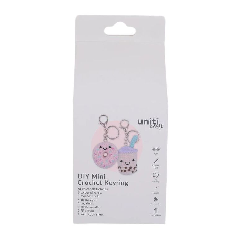 Uniti Mini Crochet Keyrings Donut and Milk Tea, , hi-res