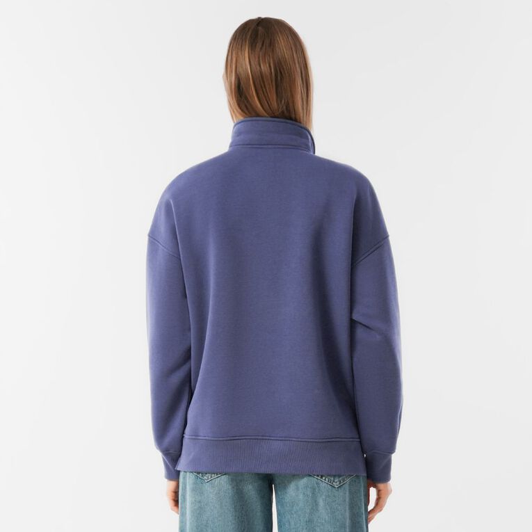 H&H Women's Long Sleeve Collared Sweat, Blue Mid, hi-res