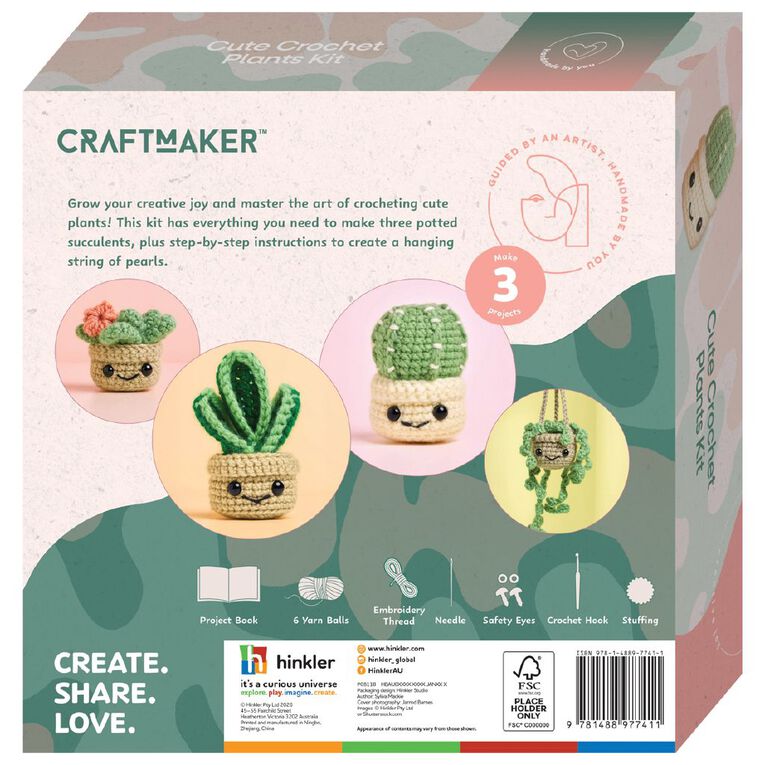 Craft Maker Cute Crochet Plants Kit, , hi-res