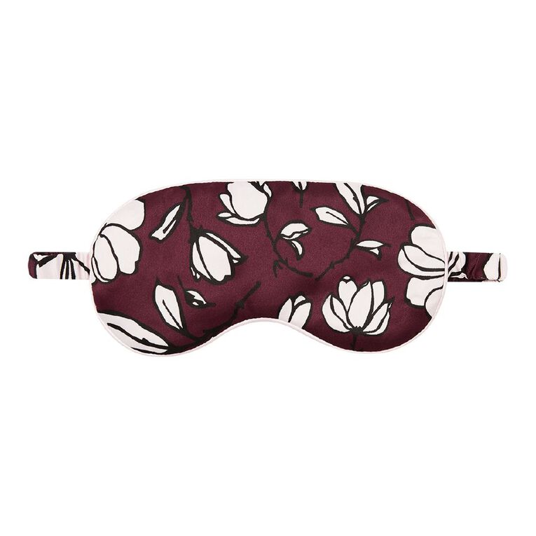 H&H Women's Satin Pyjama Set with Eye Mask, Red Mid, hi-res