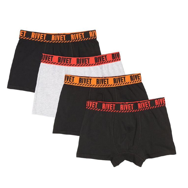 Rivet Men's Trunks 4 Pack, Black/Red, hi-res