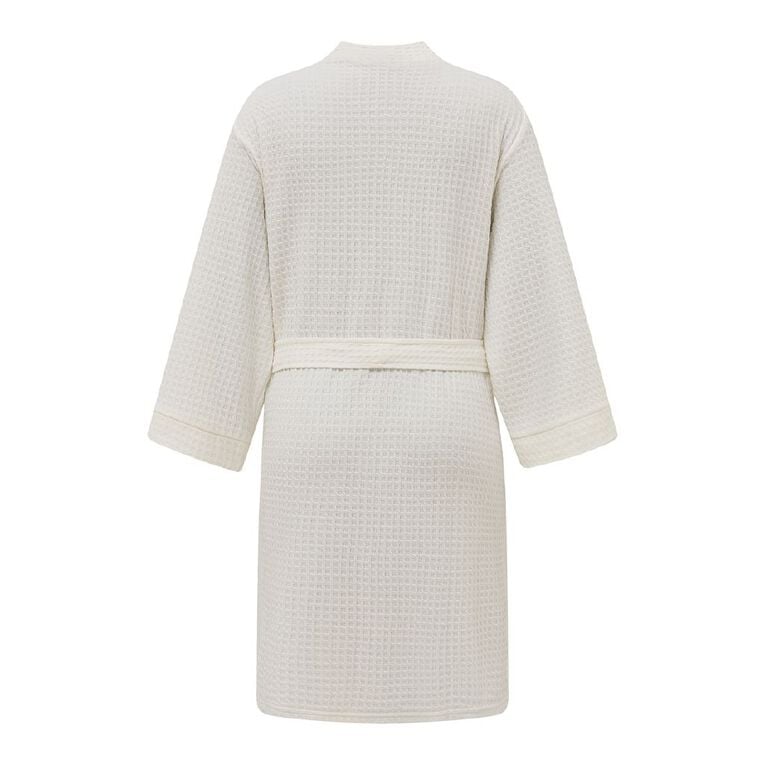 H&H Women's Waffle Robe, Cream, hi-res