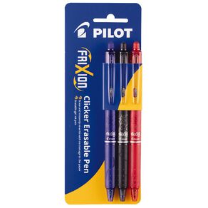 Pilot Frixion Erasable Pen Clicker Fine 0.7mm 3 Pack Assorted Assorted