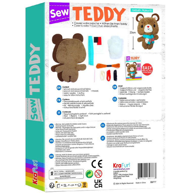 Krafun Sew Your Own Teddy Kit, , hi-res