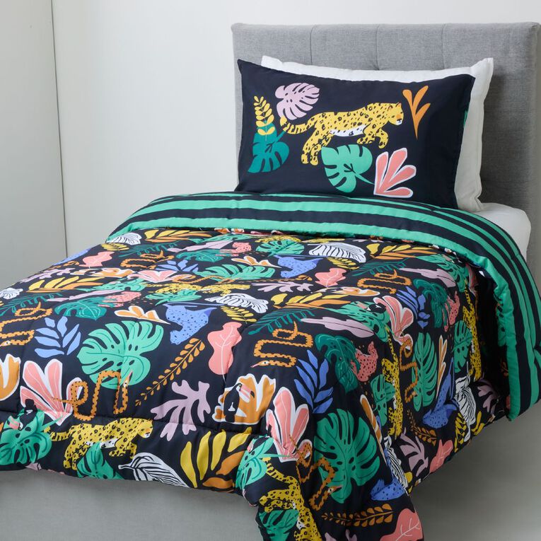 Living & Co Kids Reversible Printed Comforter Set Jungle King Single, , hi-res