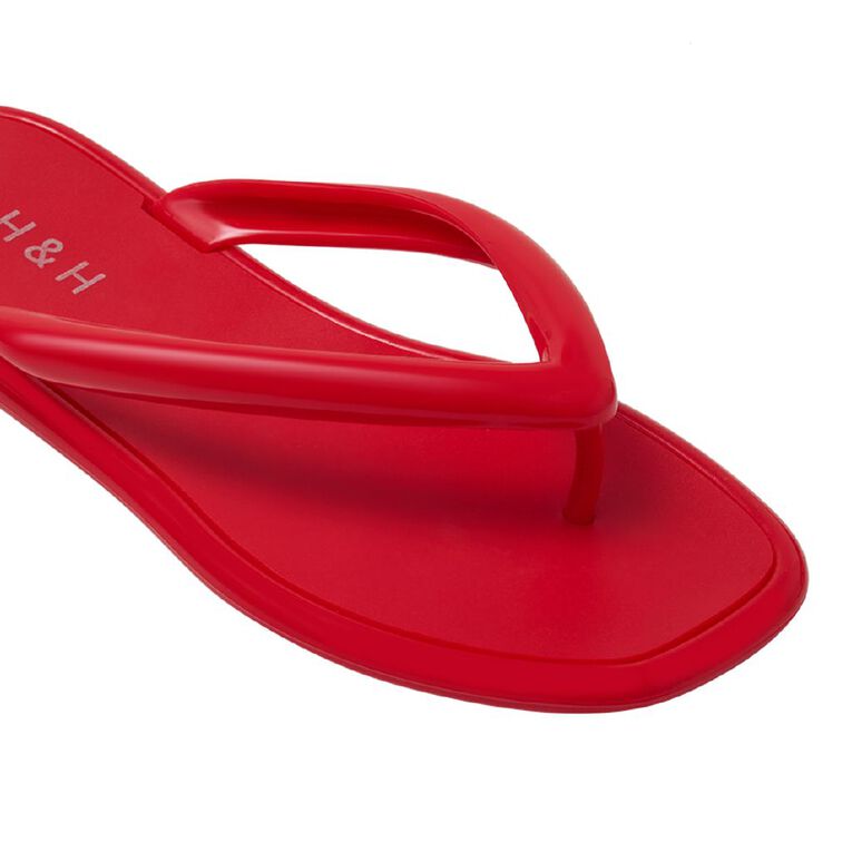 H&H Women's Coloured Jelly Beach Thongs, Red, hi-res