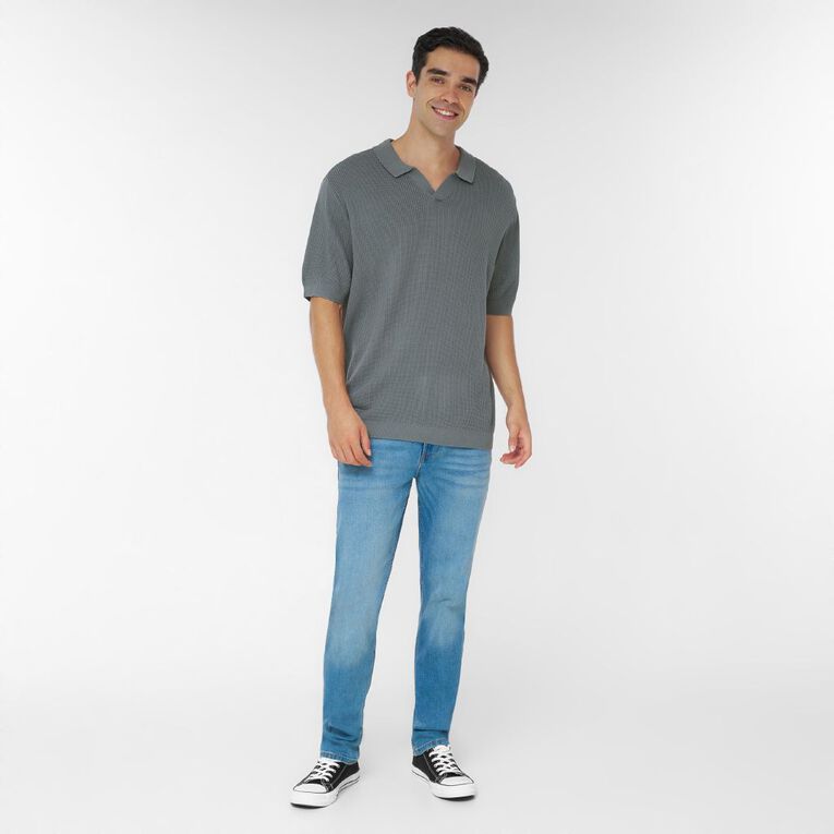 H&H Men's Knitted Polo, Grey Dark, hi-res