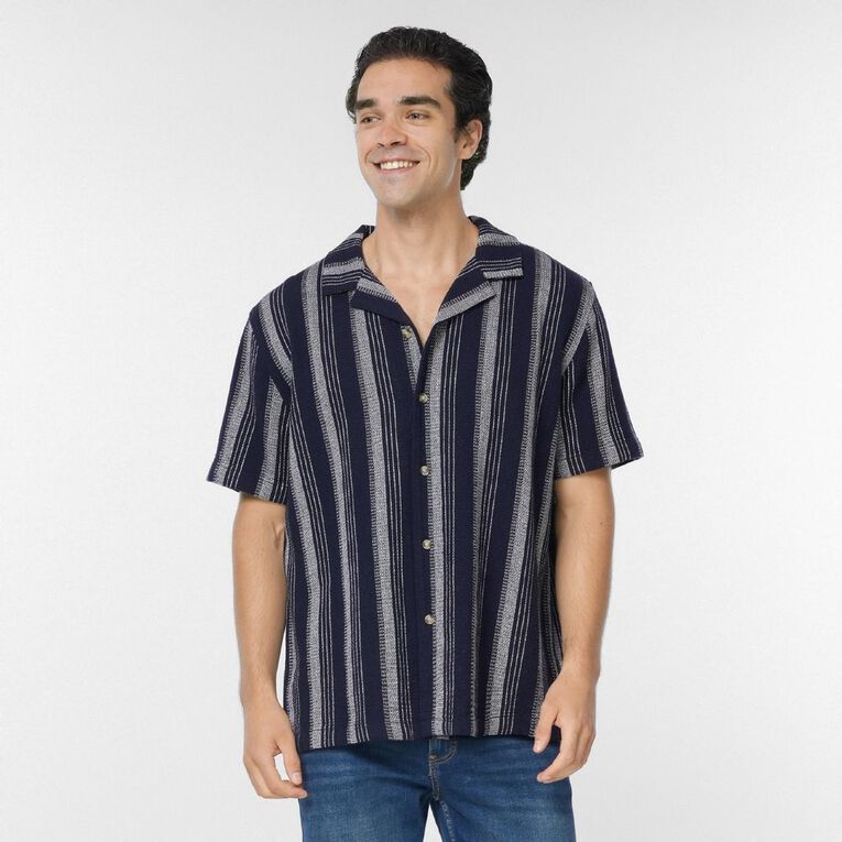 H&H Men's Textured Shirt, Navy, hi-res