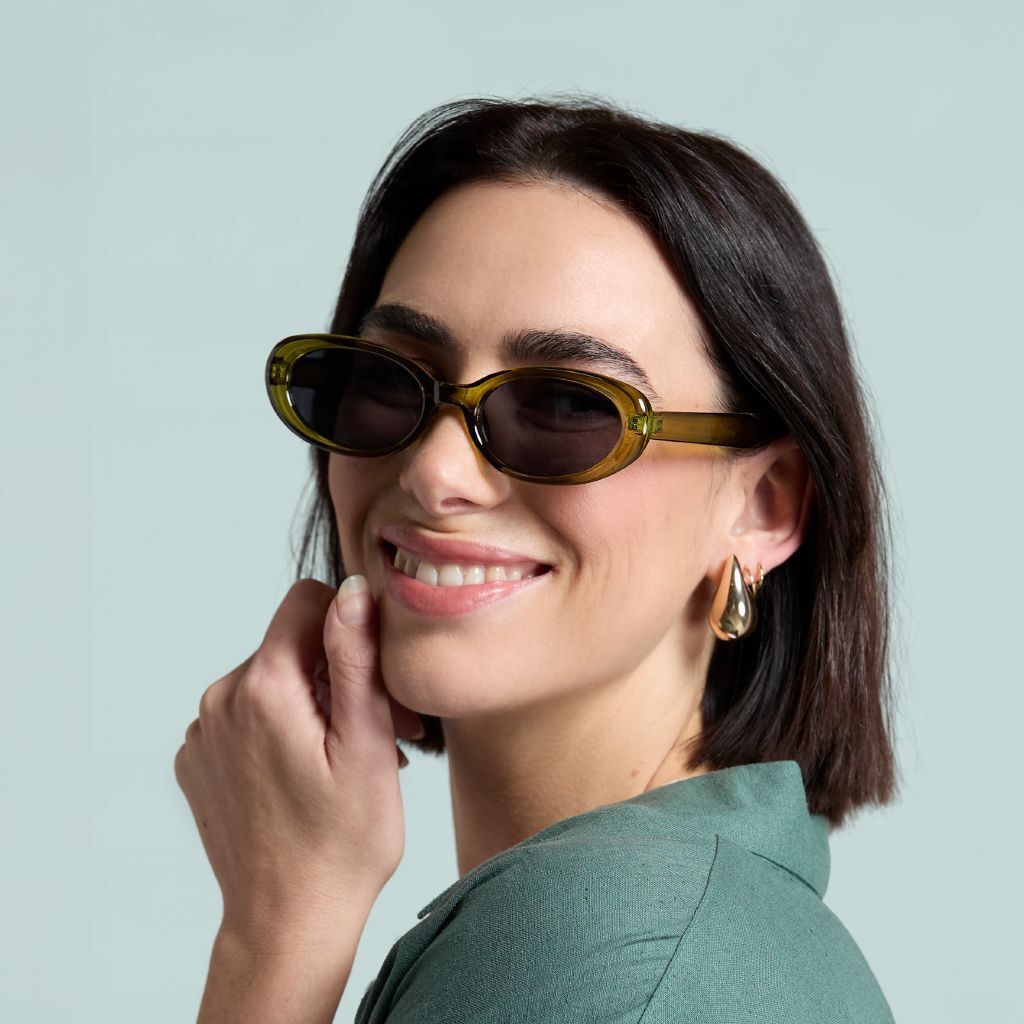 H&H Oval Sunglasses Olive Green | The Warehouse