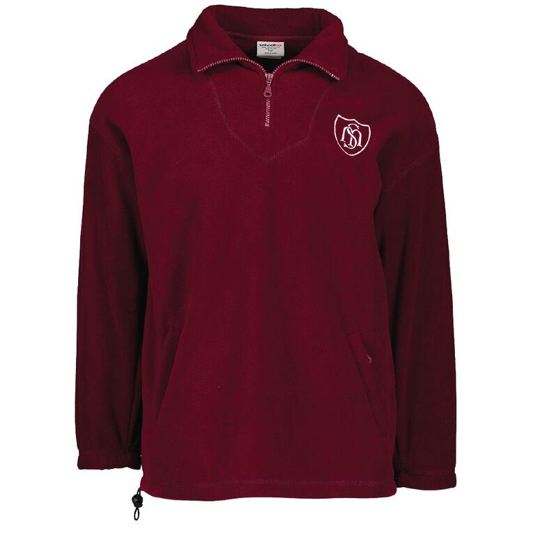 Schooltex St Mary's Rotorua Polar Fleece Top with Embroidery, Burgundy, hi-res