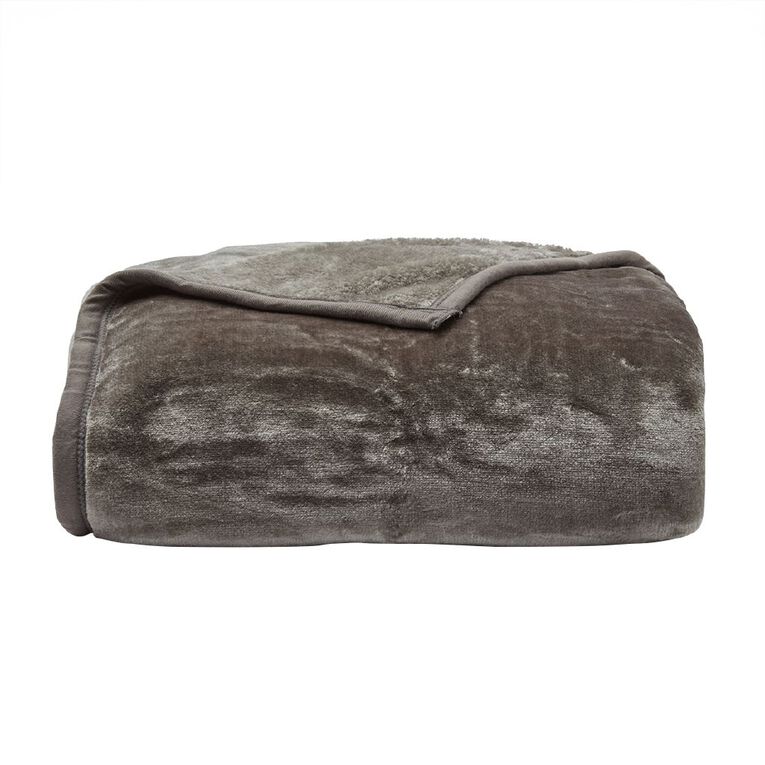 Living & Co Mink Blanket Charcoal Charcoal The Warehouse