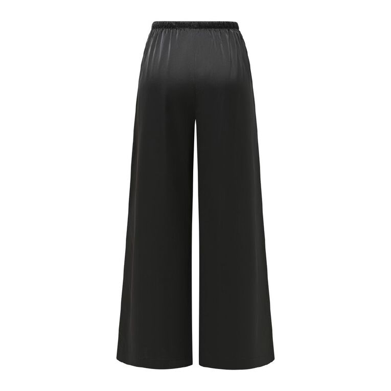 H&H Women's Satin Wide Leg Pants, Black, hi-res