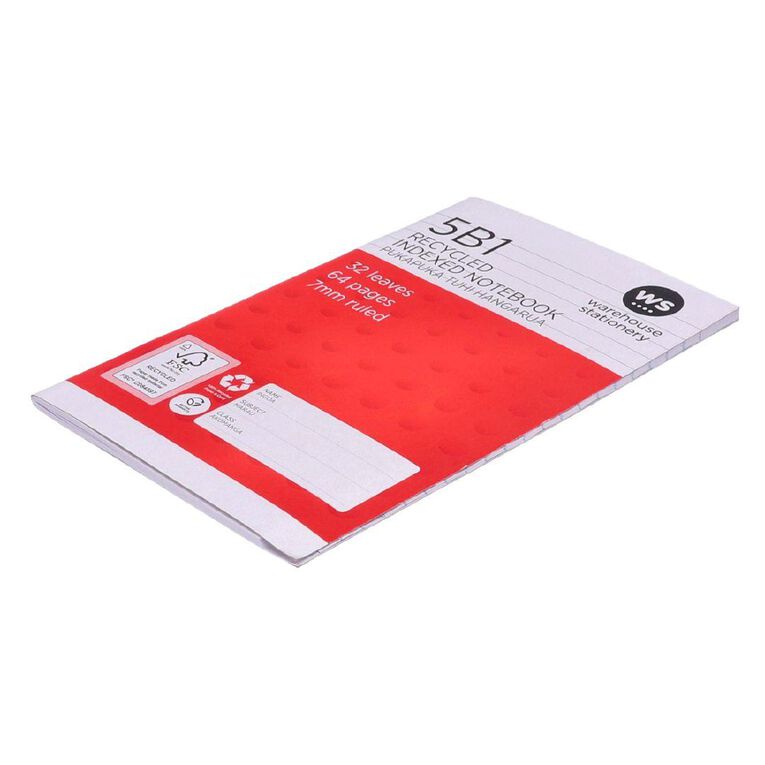 WS Notebook 5B1 Index 7mm 32 Leaf Red