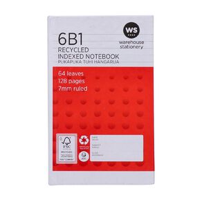 WS Notebook 6B1 Index 7mm Ruled 64 Leaf Red