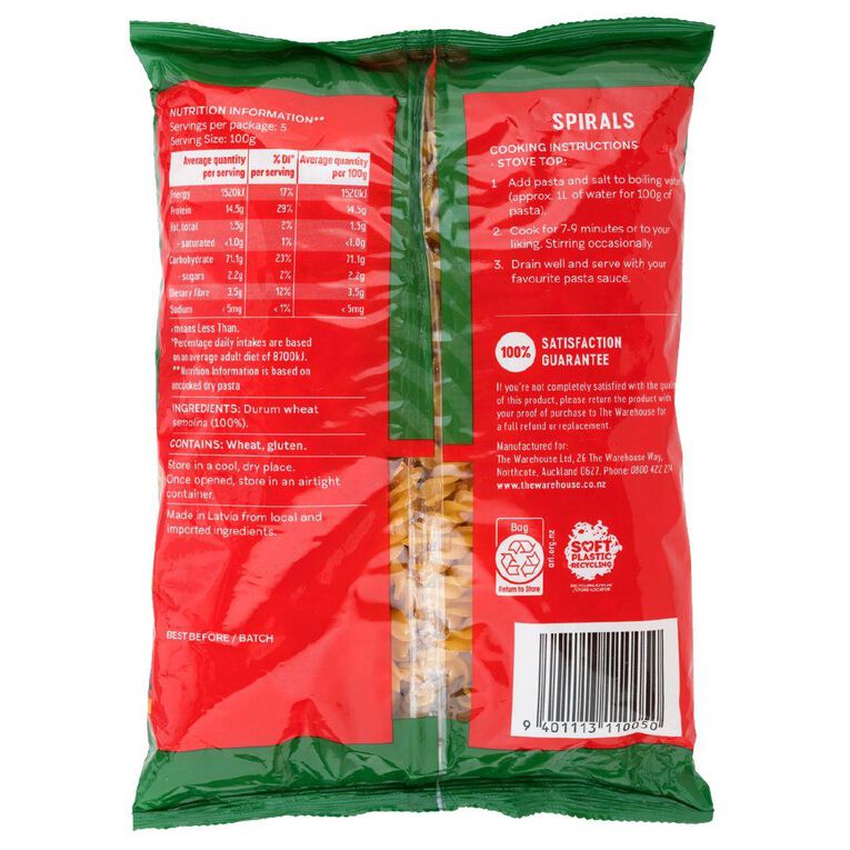Market Kitchen Dried Pasta Spirals 500g