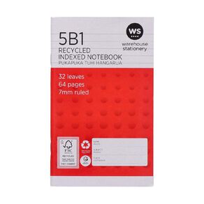WS Notebook 5B1 Index 7mm 32 Leaf Red