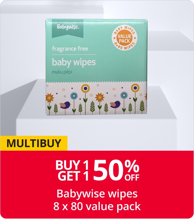 Buy 1 get 1 50% OFF Babywise wipes 8 x 80 value pack