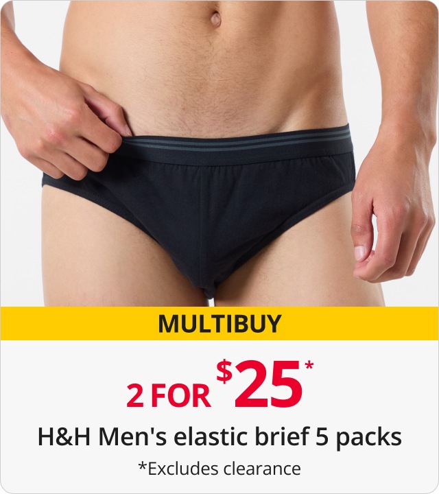 H&H men’s elastic brief 5-packs 2 for