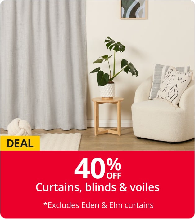 40% off curtains, blinds & voiles