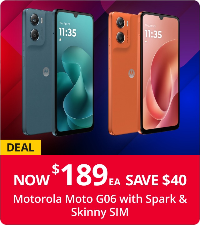 Motorola Moto G06 with Spark & Skinny Sim bundle Now $189EA Save $40