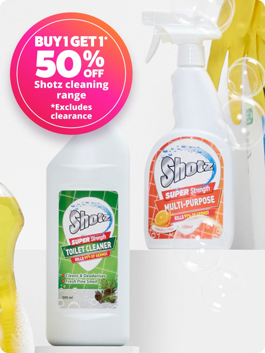 Buy 1 get 1 half price Shotz cleaning range