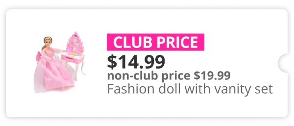 $14.99 Fashion doll with vanity set
