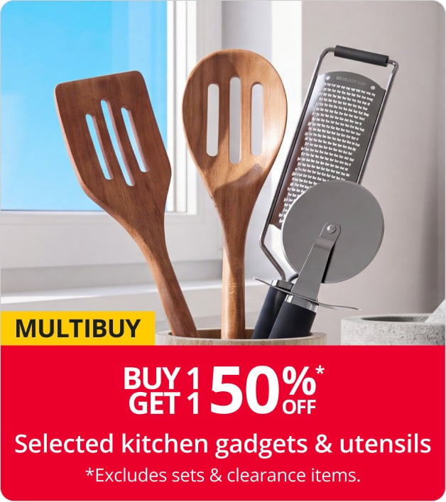 Buy 1 get 1 50% off selected gadgets & utensils