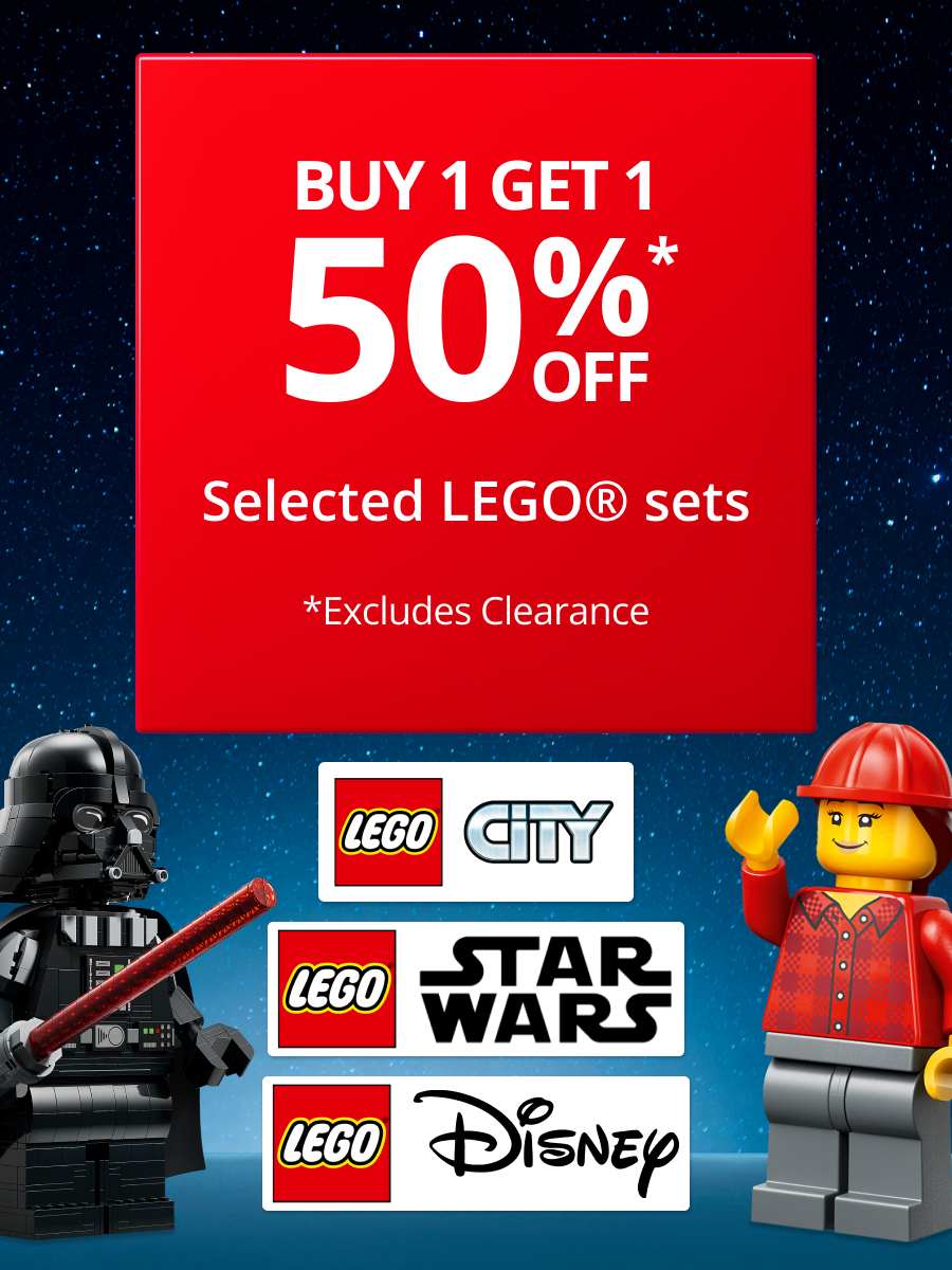 Buy 1 get 1 HALF PRICE Selected LEGO sets