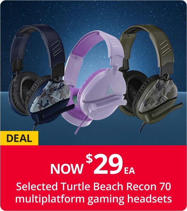 Turtle Beach Recon 70 multiplatform gaming headsets $29EA