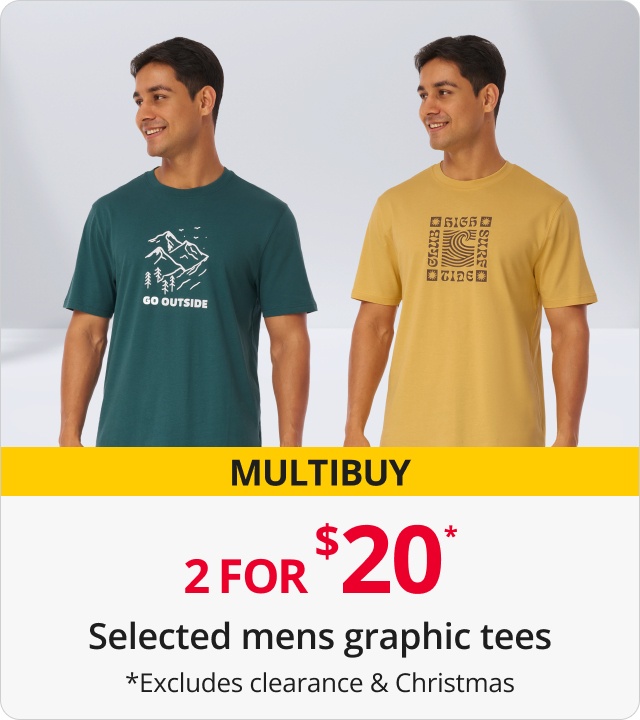 Selected men's graphic tees 2 for $20