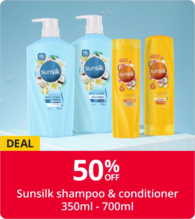 50% OFF Sunsilk shampoo & conditioner 350ml - 700ml