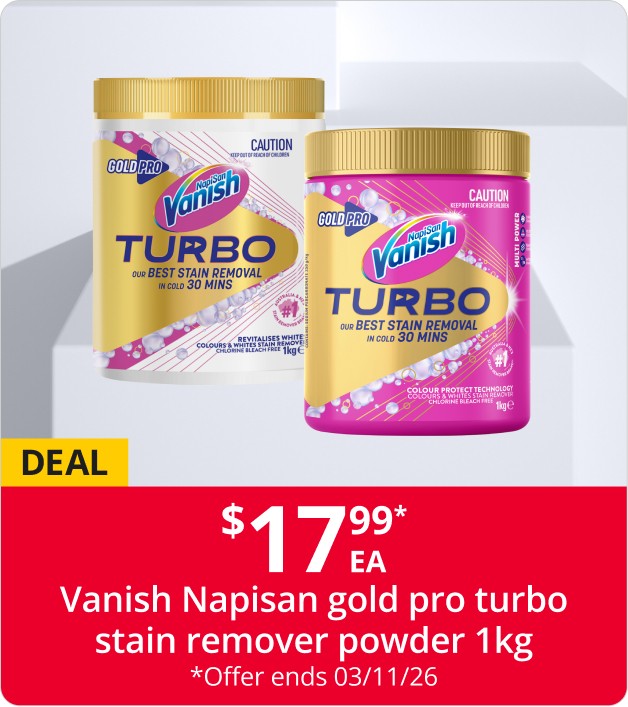 $17.99 EA* Vanish Napisan gold pro turbo stain remover powder 1kg