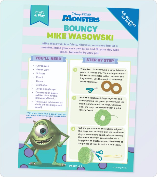 Monsters Inc Craft Pages