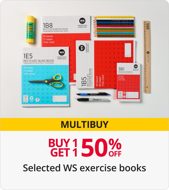 Buy 1 get 1 HALF PRICE WS exercise book 1B5 7mm ruled 40 leaf red