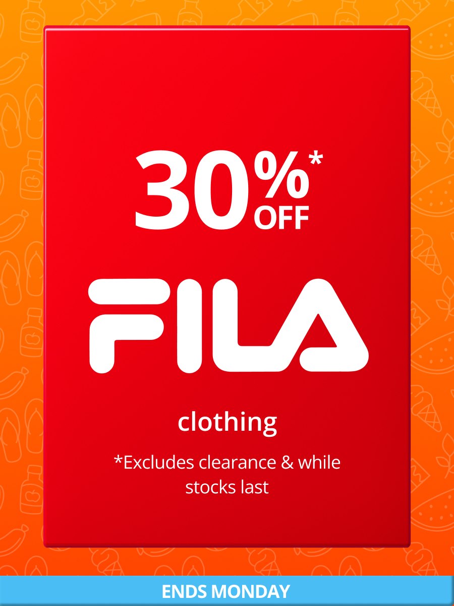 30% off Fila clothing
