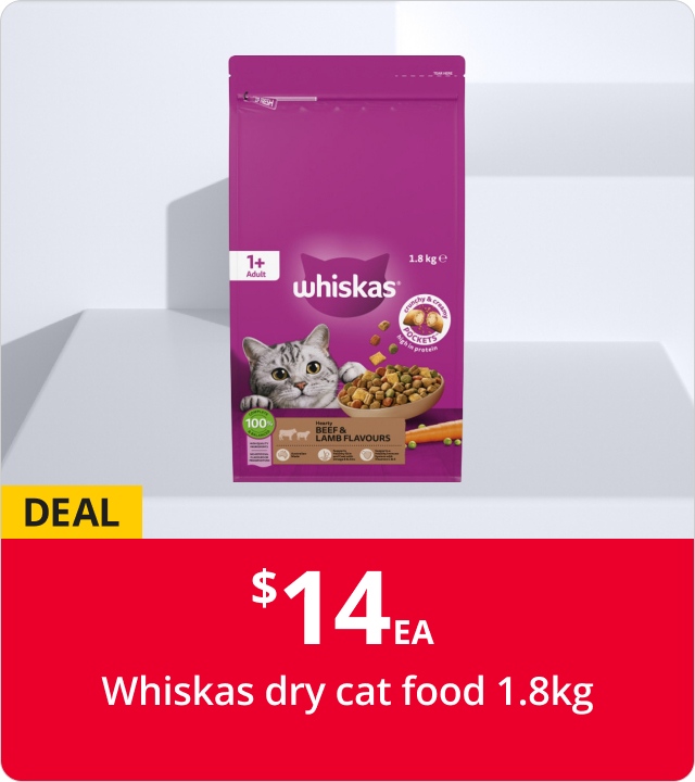 $14 Whiskas dry cat food 1.8kg