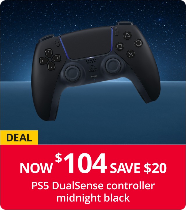 PS5 DualSense controller midnight black Now $104 Save $20
