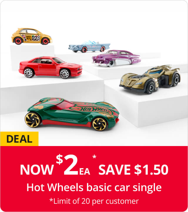 Hot Wheels basic car
Now $2EA
Was $3.50