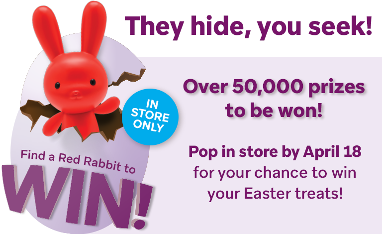 50,000 prizes to be won - The Warehouse find a rabbit instore to win an ...