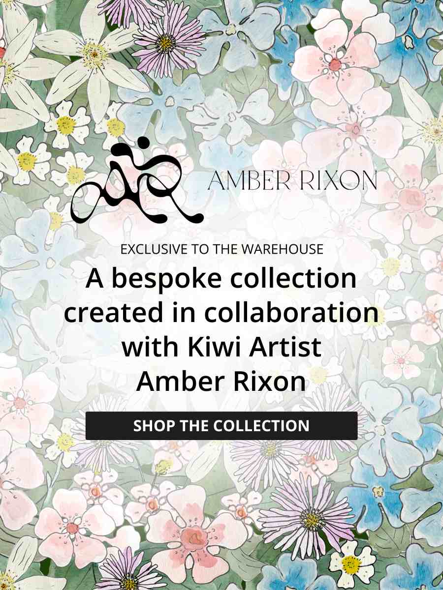 Amber Rixon x The Warehouse A bespoke collection created in collaboration with Kiwi artist Amber Rixon