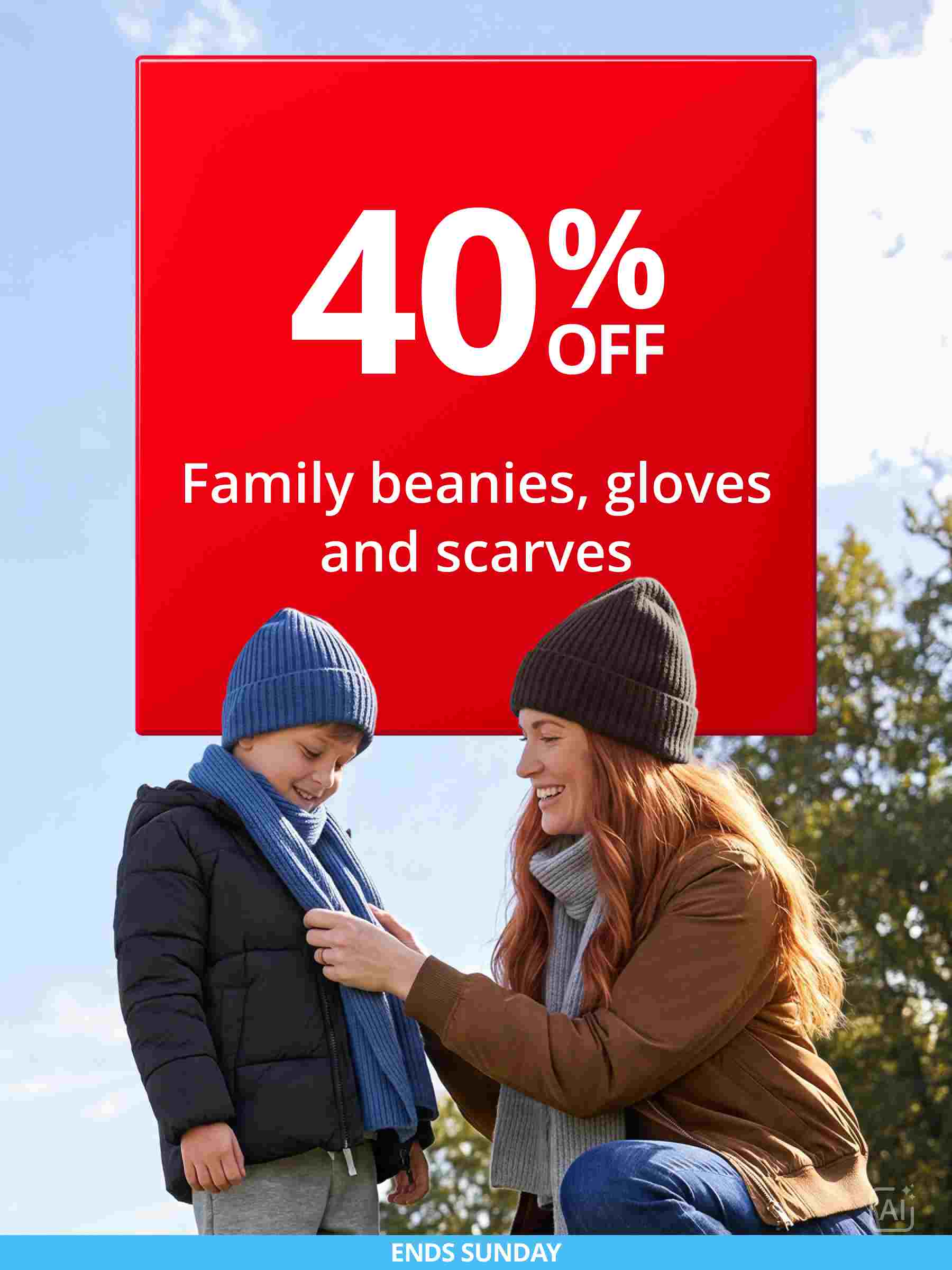40% off Hats, Beanies & Scarves