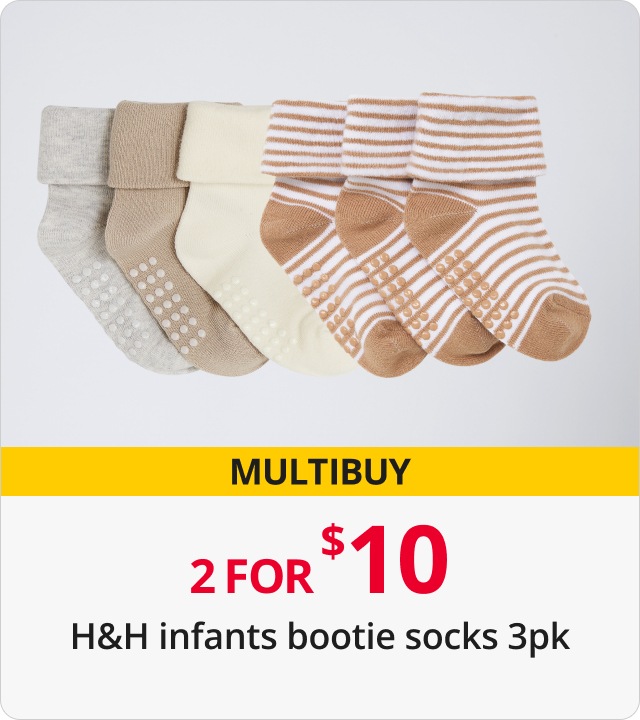H&H infants’ bootie socks 2 for $10