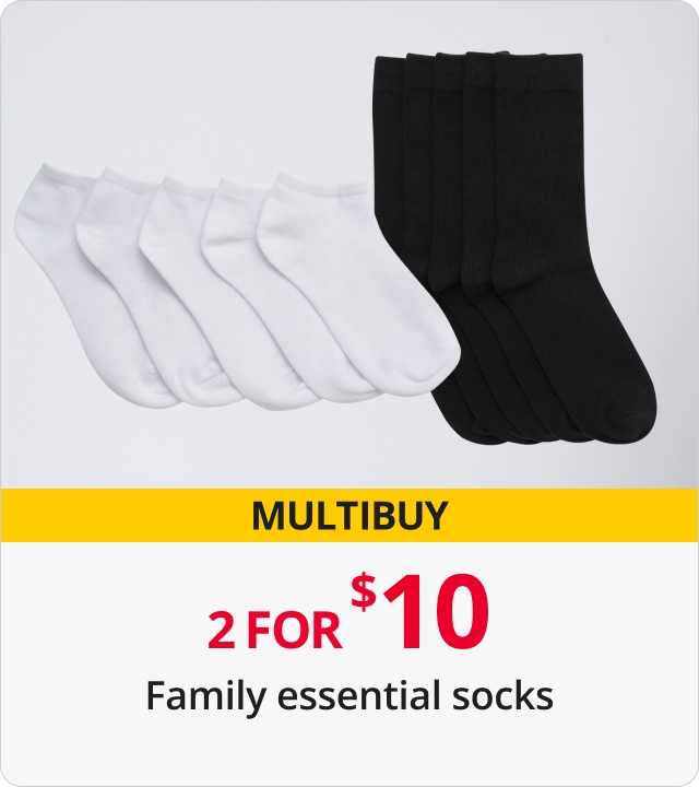 Family essential socks 2 for $10