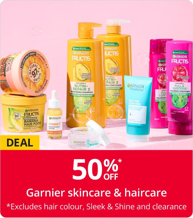 50% OFF* Garnier skincare & haircare