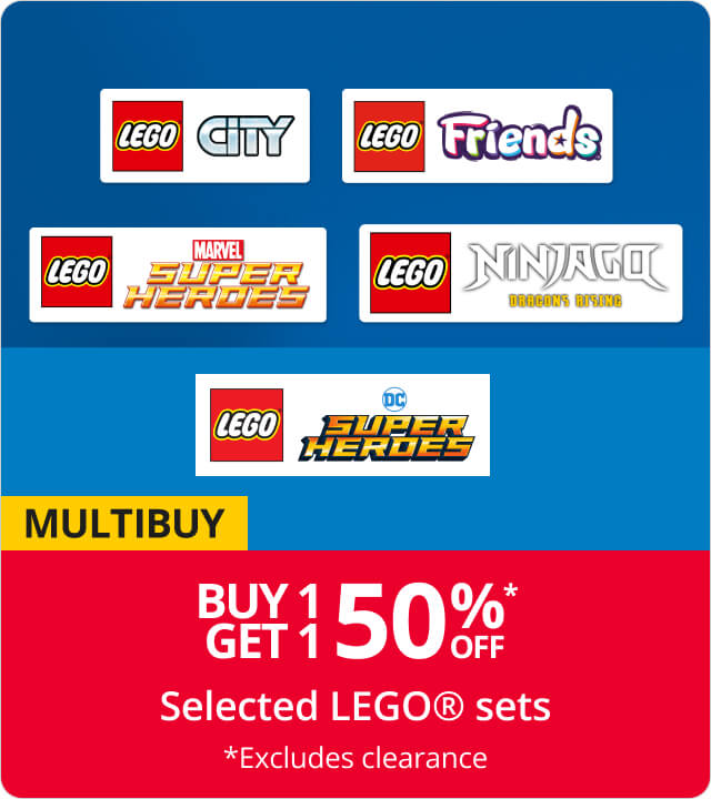 Buy 1 get 1 HALF PRICE
Selected LEGO® sets