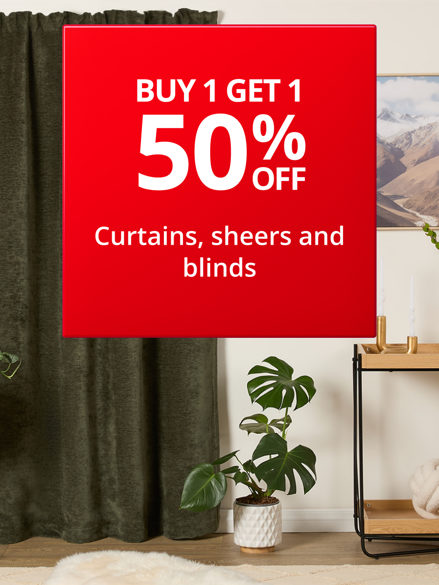 Buy 1 Get 1 50% off Curtains, Sheers, and Blinds
