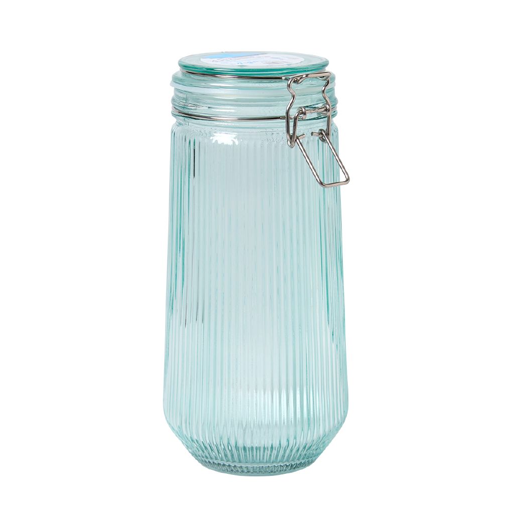 Living & Co Glass Canister Ribbed 1400ml Blue